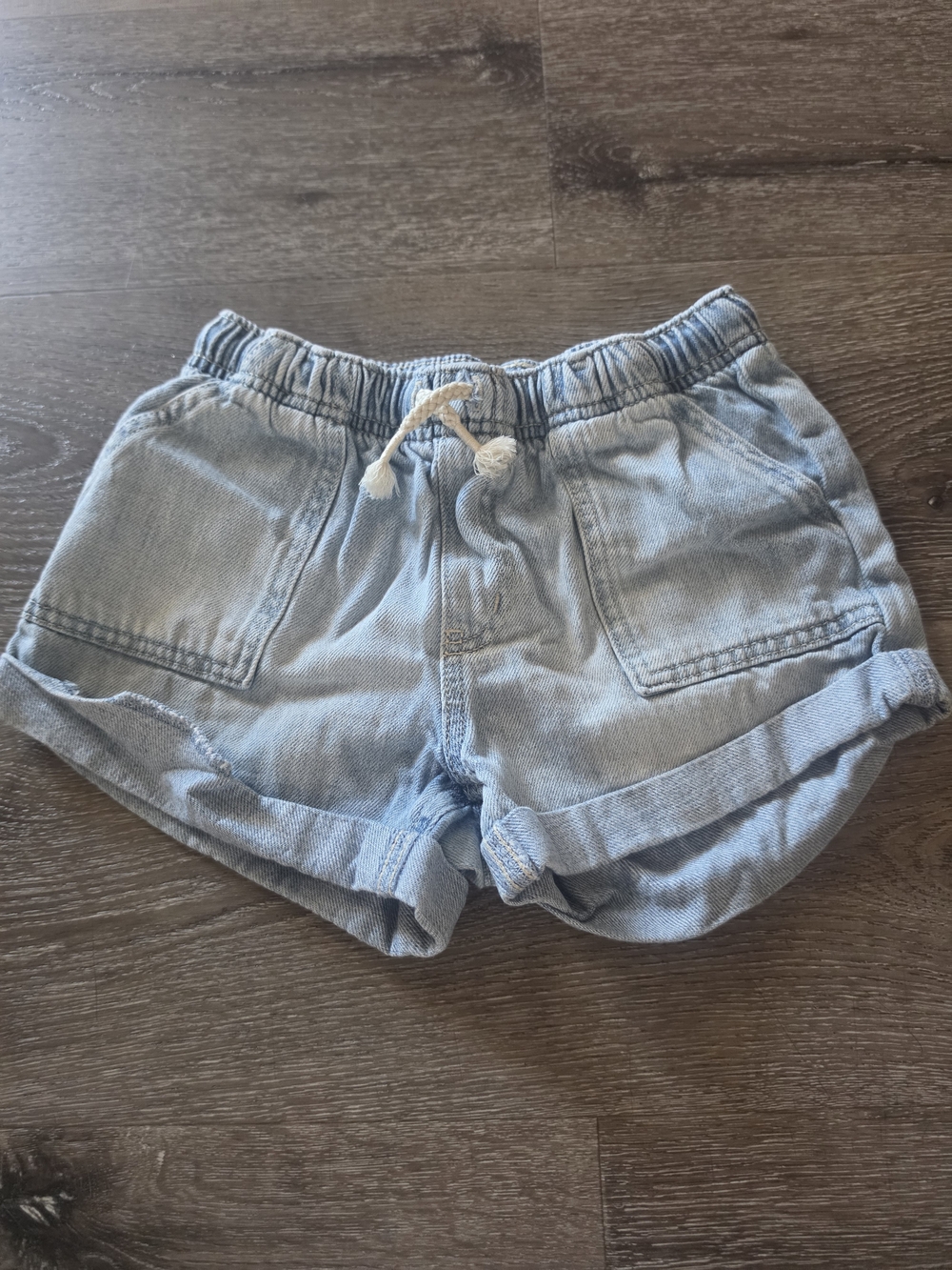 Light Blue Denim Pull-On Shorts for Kids